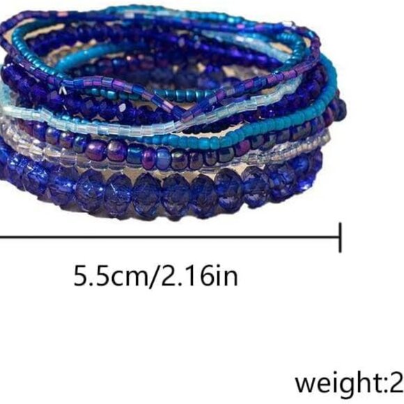 Bohemian Multilayer Stackable Seed Beaded Bracelets - Colorful Summer Jewelry - Picture 2 of 3